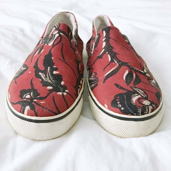 Isabel Marant Flower Rasta Blumy Slip-On Sneakers Claret Red Black White 11 - Picture 5 of 11